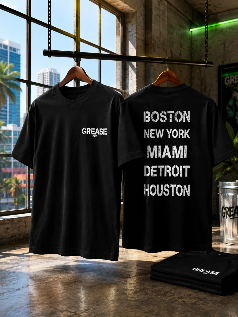 GREASE cities tee black — cities back
